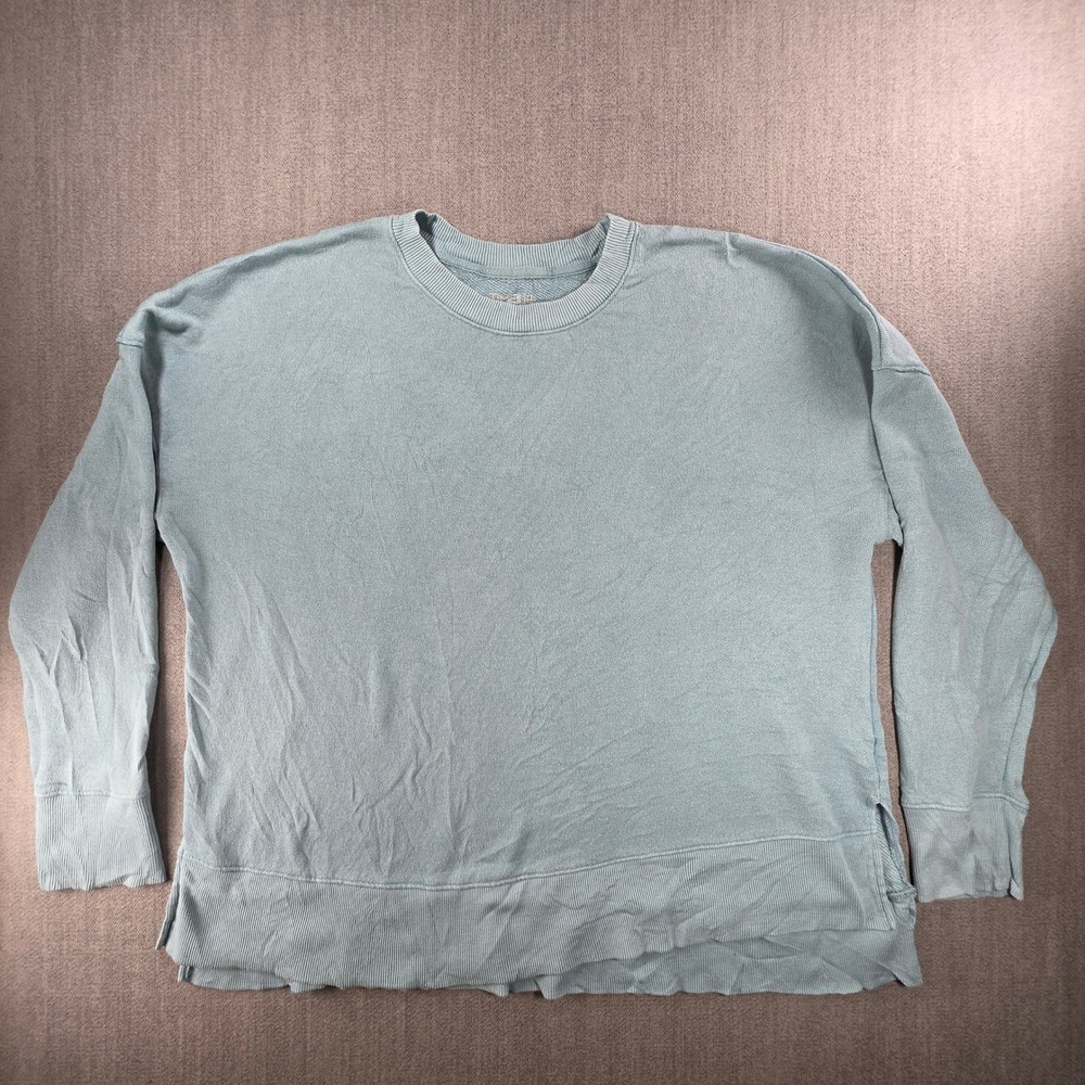 Time and Tru Sweatshirt Womens XL Blue Crewneck Drop Shoulder Side Slit TT128563